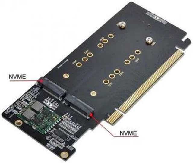 Alt view image 4 of 6 - 4X NVME M.2 AHCI to PCIE Express 3.0 Gen3 X16 Raid Card VROC Raid0 Hyper Adapter