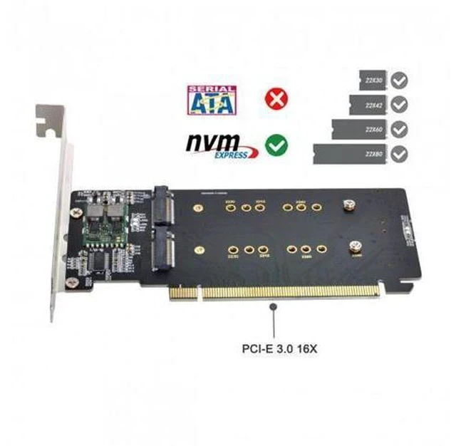 Alt view image 2 of 7 - Shenzhong 4X NVME M.2 AHCI to PCIE Express 3.0 Gen3 X16 Raid Card VROC Raid0 Hyper Adapter