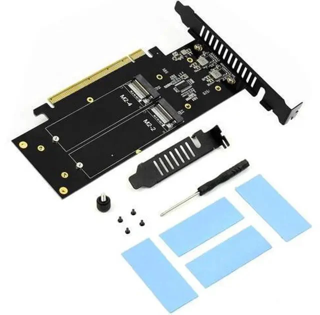 Alt view image 2 of 7 - jeyi iHyper M.2 PCIE4.0 X16 to 4X NVME Adapter Card PCIE4.0 GEN4 X16 to 4X NVME RAID Card PCI-E VROC Card