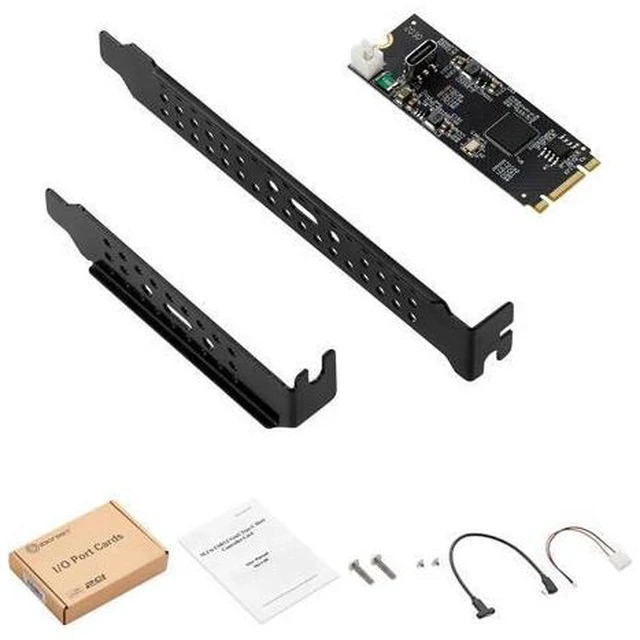 Alt view image 4 of 4 - ASM3142 M.2 B+M Key to USB 3.2 Gen2 Type-C Host Controller Card - 10Gbps PCIe Expansion Riser for Desktop & Industrial PC Card+Cable+Bracket
