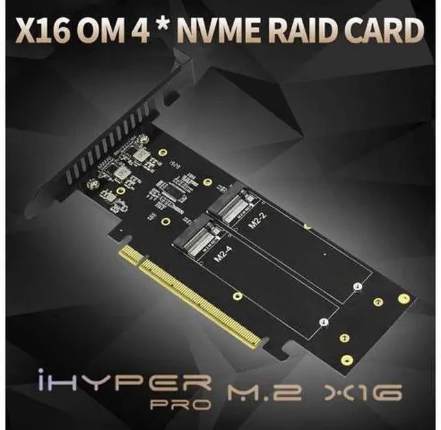 Alt view image 7 of 7 - jeyi iHyper M.2 PCIE4.0 X16 to 4X NVME Adapter Card PCIE4.0 GEN4 X16 to 4X NVME RAID Card PCI-E VROC Card