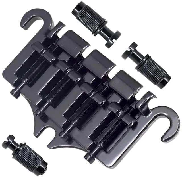 Main image of 3 Point 4 String Bass Bridge Tailpiece Zinc Alloy Bridges With Saddle Replacement Parts for Gibson Style Bass(Black)