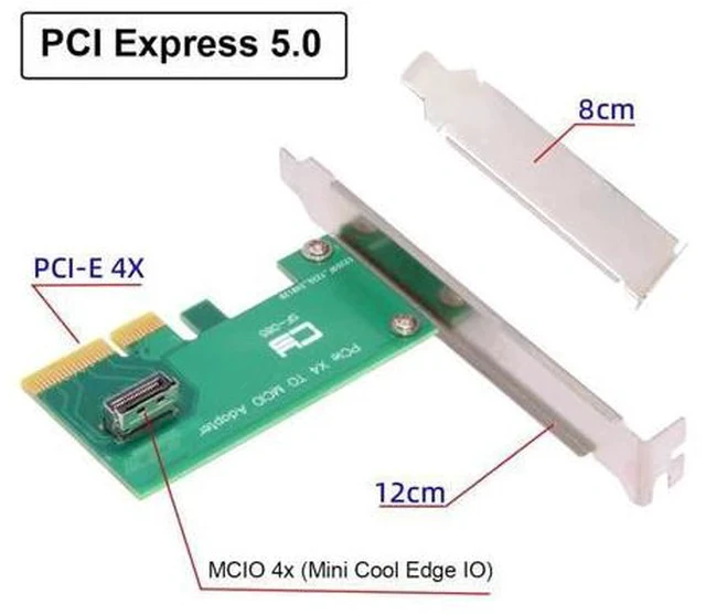 Alt view image 2 of 5 - chenyang PCI-E 4X to PCI-E 5.0 MCIO 4X 38Pin SFF-TA-1016 Adapter Mini Cool Edge IO Female PCI Express Card