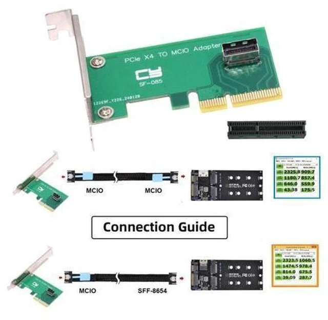Alt view image 4 of 5 - chenyang PCI-E 4X to PCI-E 5.0 MCIO 4X 38Pin SFF-TA-1016 Adapter Mini Cool Edge IO Female PCI Express Card