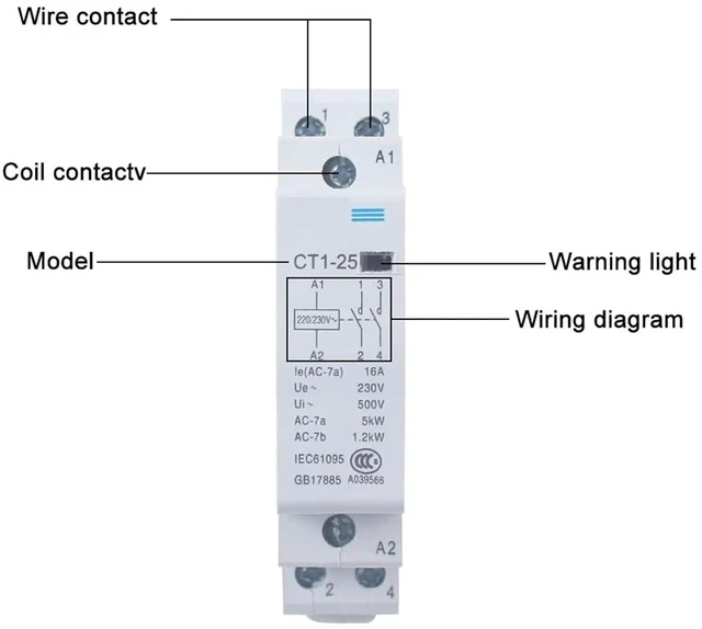 Alt view image 5 of 5 - CT1 CT1-25 2P 16A 25A 20A 230v 50or60HZ Din Rail Household AC Contacto 1Pcs(2P 1NO1NC-25A)