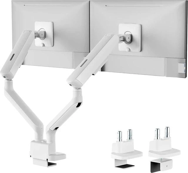 Main image of monTEK Dual Monitor Arm, Mechanical Spring Monitor Arm for 17-35" Screens, Adjustable Monitor Desk Mount Each Holds up to 24.2 lbs with C Clamp/Grommet Desk Mount, VESA 75/100mm, MA1011WH-D