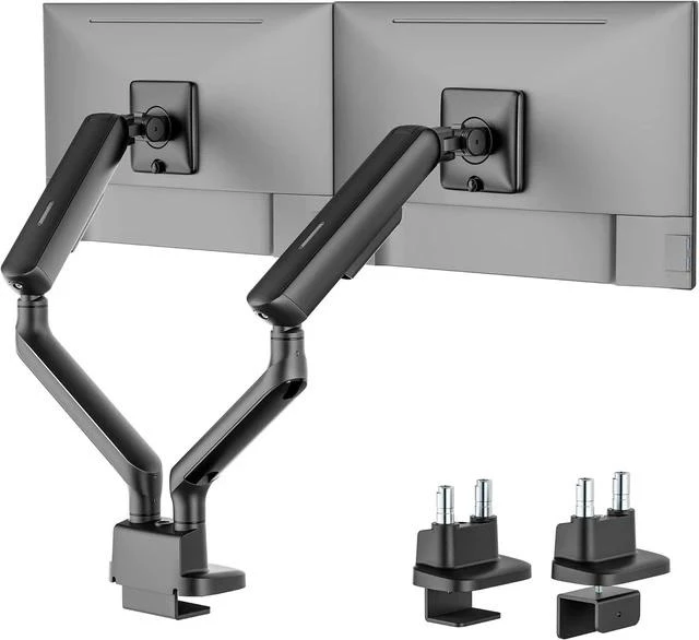 Main image of monTEK Dual Monitor Arm, Mechanical Spring Monitor Arm for 17-35" Screens, Adjustable Monitor Desk Mount Each Holds up to 24.2 lbs with C Clamp/Grommet Desk Mount, VESA 75/100mm, MA1011BK-D