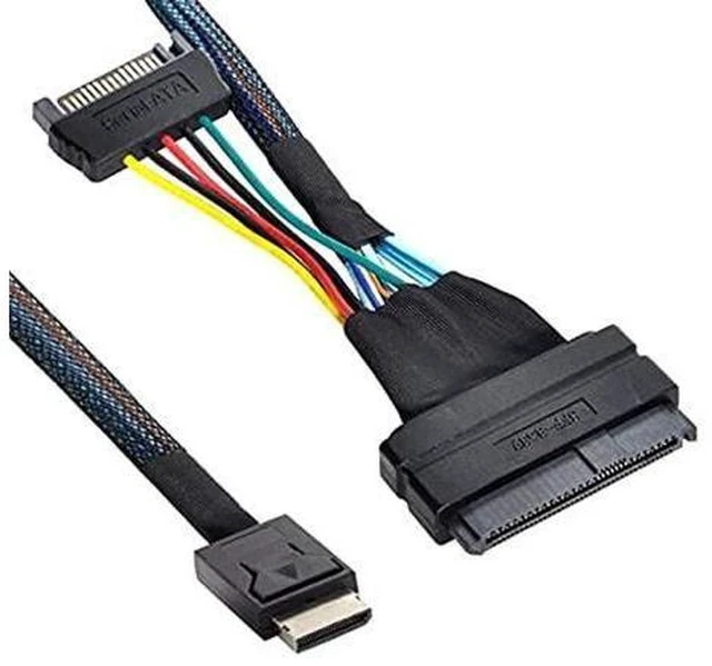 Alt view image 2 of 5 - NFHK Oculink SFF-8611 to U.2 U.3 SFF-8639 NVME PCIe PCI-Express SSD Cable for Mainboard SSD