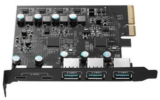 Alt view image 3 of 7 - PCIe to USB 3.2 Gen 2 Adapter Card with 20 Gbps Bandwidth 5-Port PCI Express Expansion Card Internal USB Hub PCI-E Add-on Cards Riser for Windows 10/8/7 and MAC OS 10.8.2 Above (2X USB C -3X USB A)