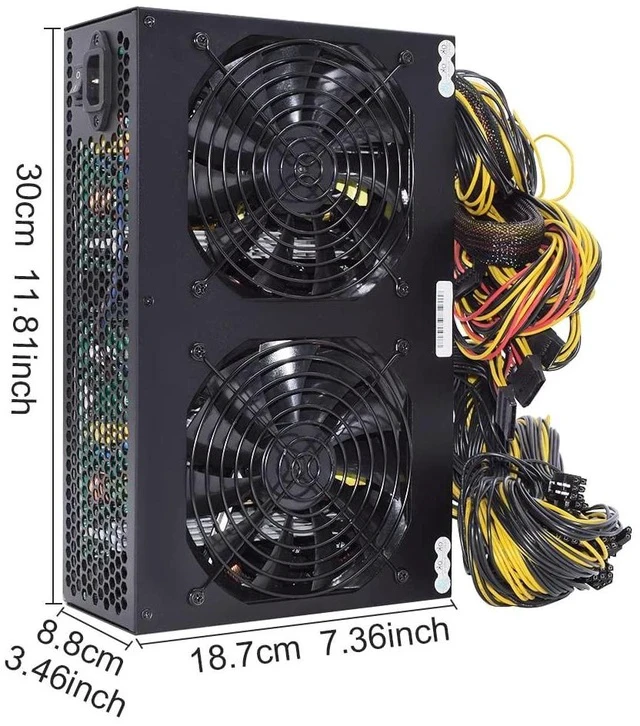 Alt view image 2 of 6 - 3600W ATX Power Supply 110-240V Miner/PC PSU Support 12 GPU Graphics Card for BTC ETH ETC ZEC ZCASH DGB XMR Power Mining