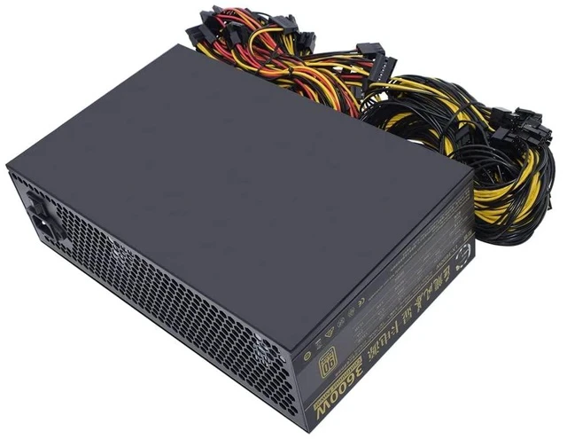 Alt view image 5 of 6 - 3600W ATX Power Supply 110-240V Miner/PC PSU Support 12 GPU Graphics Card for BTC ETH ETC ZEC ZCASH DGB XMR Power Mining