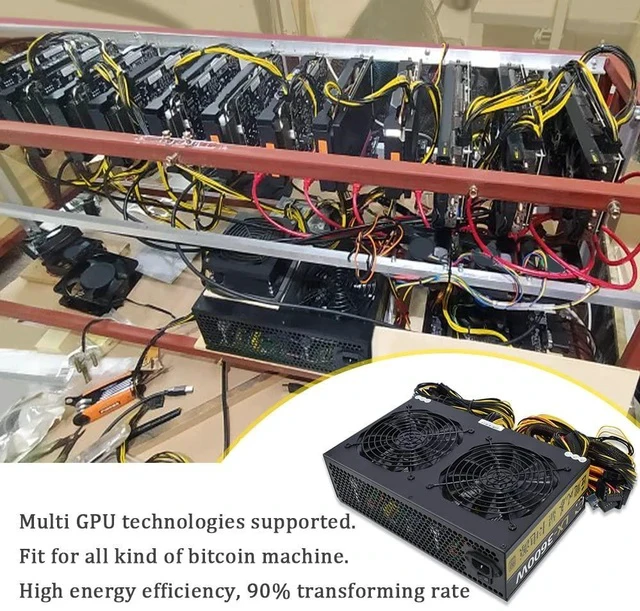 Alt view image 6 of 6 - 3600W ATX Power Supply 110-240V Miner/PC PSU Support 12 GPU Graphics Card for BTC ETH ETC ZEC ZCASH DGB XMR Power Mining