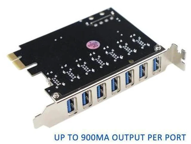 Alt view image 2 of 2 - PCIe to USB 3.0 7-Port PCI Express Expansion Card PCI-E USB3.0 Hub with Molex Power Connector Support UASP Windows 10,8.1,8,7,XP