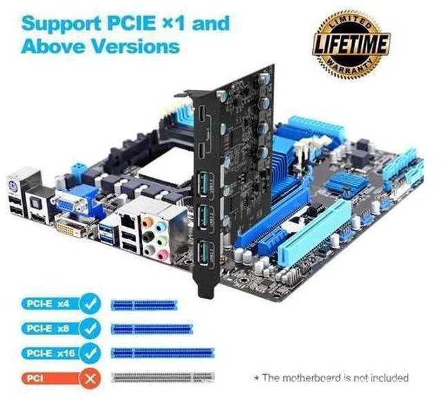 Alt view image 5 of 7 - PCIe to USB 3.2 Gen 2 Adapter Card with 20 Gbps Bandwidth 5-Port PCI Express Expansion Card Internal USB Hub PCI-E Add-on Cards Riser for Windows 10/8/7 and MAC OS 10.8.2 Above (2X USB C -3X USB A)