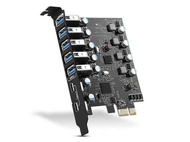 Alt view image 6 of 7 - PCI-E to USB 3.0 7-Port(2X USB-C - 5X USB-A) Expansion Card,PCI Express USB Add in Card, Internal USB3 Hub Converter for Desktop PC Host Card Support Windows 10/8/7/XP and MAC OS 10.8.2 Above