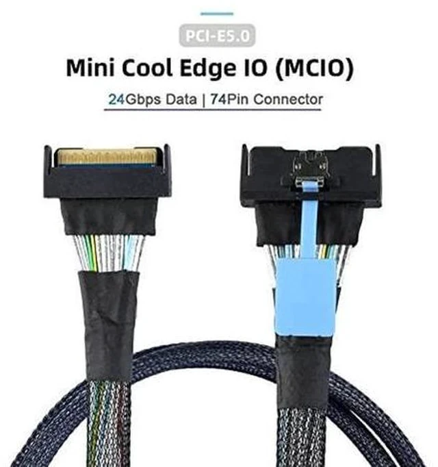 Alt view image 4 of 7 - Slimline MCIO 8i 74Pin Male to MCIO PCIE 5.0 4.0 74Pin Male Extender Cord, PCI-E 5.0 Mini Cool Edge IO MCIO Cable 50cm