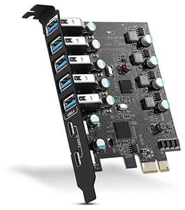 Main image of PCI-E to USB 3.0 7-Port(2X USB-C - 5X USB-A) Expansion Card,PCI Express USB Add in Card, Internal USB3 Hub Converter for Desktop PC Host Card Support Windows 10/8/7/XP and MAC OS 10.8.2 Above