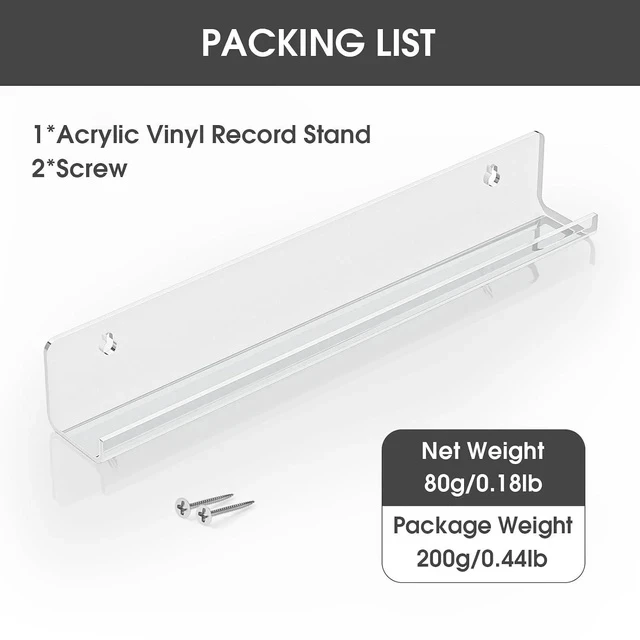 Alt view image 7 of 7 - Acrylic Wall-Mounted Vinyl Record Shelf Sleek Album Display Stand for 12 LPs (R37C)