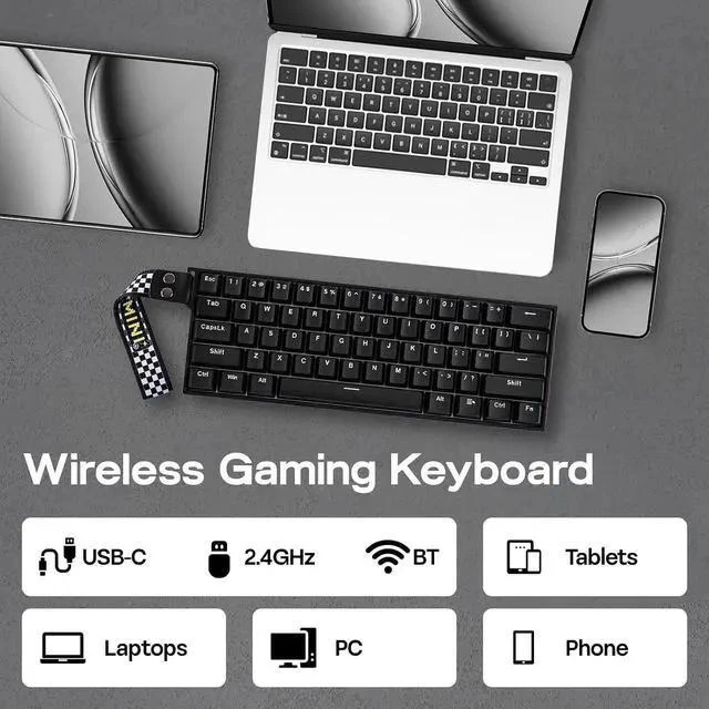 Alt view image 4 of 6 - Aula MINI60 HE Hall Effect Gaming Keyboard, 2.4GHz/BT, 8K Hz Polling, SOCD & DKS, Adjustable Actuation & Fast Trigger, PBT Keycap, 60% Wireless Mechanical Keyboard for Win/Mac (Standard)