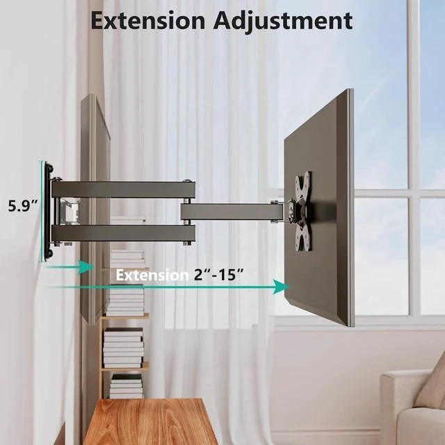 Alt view image 6 of 7 - WALI TV Wall Mount Articulating LCD Monitor Full Motion 15 inch Extension Arm Tilt Swivel for Most 13 to 32 inch LED TV Flat Panel Screen with Mounting Holes up to 100x100mm (1330LM), Black