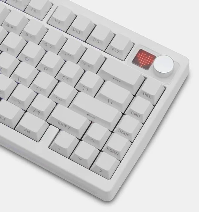 Alt view image 3 of 6 - PMOKEY P75 75% Wireless Mechanical Keyboard, Tri-Mode RGB Gaming Keyboard with Dot-Matrix Display, Aluminum Alloy Body, Volume Knob, Up to 10000mAh Battery (Lite White)