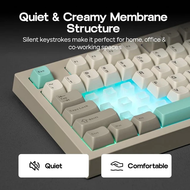 Alt view image 4 of 7 - Aula S102 PRO Membrane Gaming Keyboard with TFT Screen, Volume Knob & Number Pad, BT/2.4G/USB, RGB Backlit, Creamy Silicone Structure, Silent Keyboard for PC Game/Office (Grey)