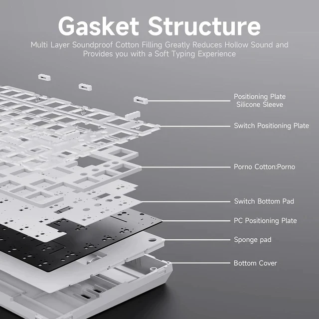 Alt view image 3 of 7 - AK820 TKL 75% Hot Swappable Mechanical Keyboard with Volume Knob, Gasket Mount Wired Gaming Keyboard, Pre-lubed Linear Switch, South-Facing RGB, PBT Keycaps
