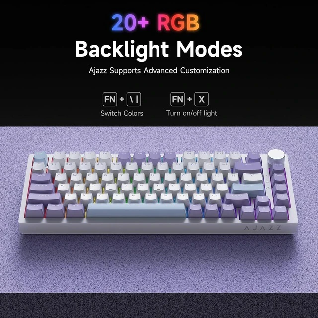 Alt view image 5 of 7 - AK820 TKL 75% Hot Swappable Mechanical Keyboard with Volume Knob, Gasket Mount Wired Gaming Keyboard, Pre-lubed Linear Switch, South-Facing RGB, PBT Keycaps