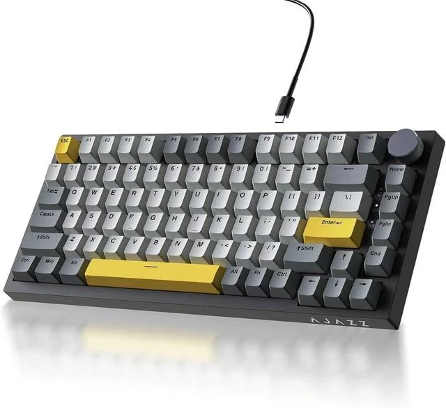 Main image of AK820 TKL 75% Hot Swappable Mechanical Keyboard with Volume Knob, Gasket Mount Wired Gaming Creamy Keyboard, Pre-lubed Linear Switch, South-Facing RGB, PBT Keycaps