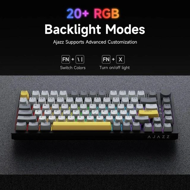Alt view image 2 of 7 - AK820 TKL 75% Hot Swappable Mechanical Keyboard with Volume Knob, Gasket Mount Wired Gaming Creamy Keyboard, Pre-lubed Linear Switch, South-Facing RGB, PBT Keycaps