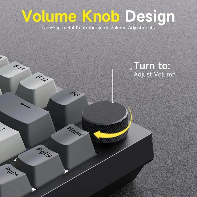Alt view image 6 of 7 - AK820 TKL 75% Hot Swappable Mechanical Keyboard with Volume Knob, Gasket Mount Wired Gaming Creamy Keyboard, Pre-lubed Linear Switch, South-Facing RGB, PBT Keycaps