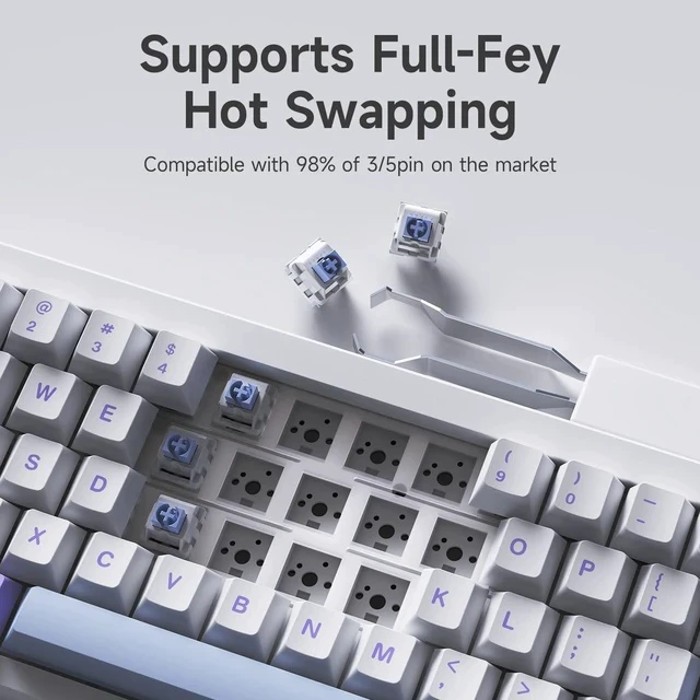 Alt view image 3 of 5 - AK650 Gasket Mechanical Keyboard, 65% Wireless Hot Swappable Keyboard with TFT Screen and Knob, RGB Backlit, Five-Layer Padding, 2.4GHz/USB-C/BT5.3 Gaming Keyboards,