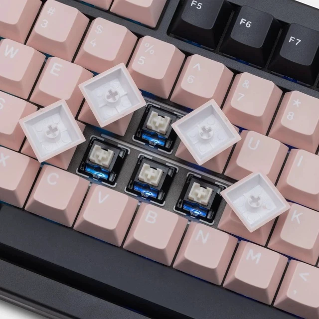 Alt view image 4 of 6 - PMOKEY P75 75% Wireless Mechanical Keyboard, Tri-Mode RGB Gaming Keyboard with Dot-Matrix Display, Aluminum Alloy Body, Volume Knob, Up to 10000mAh Battery (Standard Black Pink)