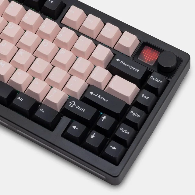 Alt view image 3 of 6 - PMOKEY P75 75% Wireless Mechanical Keyboard, Tri-Mode RGB Gaming Keyboard with Dot-Matrix Display, Aluminum Alloy Body, Volume Knob, Up to 10000mAh Battery (Standard Black Pink)