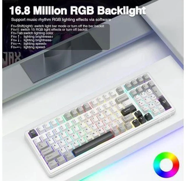 Alt view image 3 of 7 - AULA F99 Wireless Mechanical Keyboard,Tri-Mode BT5.0/2.4GHz/USB-C Hot Swappable Custom Keyboard,Pre-lubed Linear Switches,Gasket Structure,RGB Backlit Gaming Keyboards for PC/Tablet/PS/Xbox