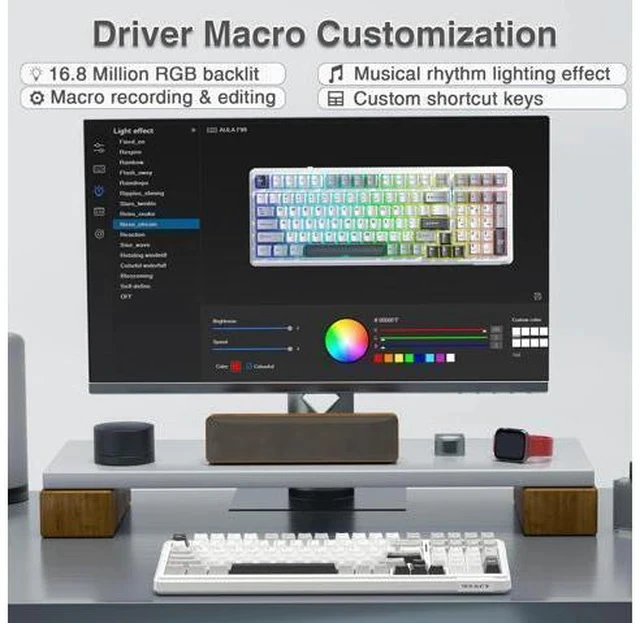 Alt view image 7 of 7 - AULA F99 Wireless Mechanical Keyboard,Tri-Mode BT5.0/2.4GHz/USB-C Hot Swappable Custom Keyboard,Pre-lubed Linear Switches,Gasket Structure,RGB Backlit Gaming Keyboards for PC/Tablet/PS/Xbox