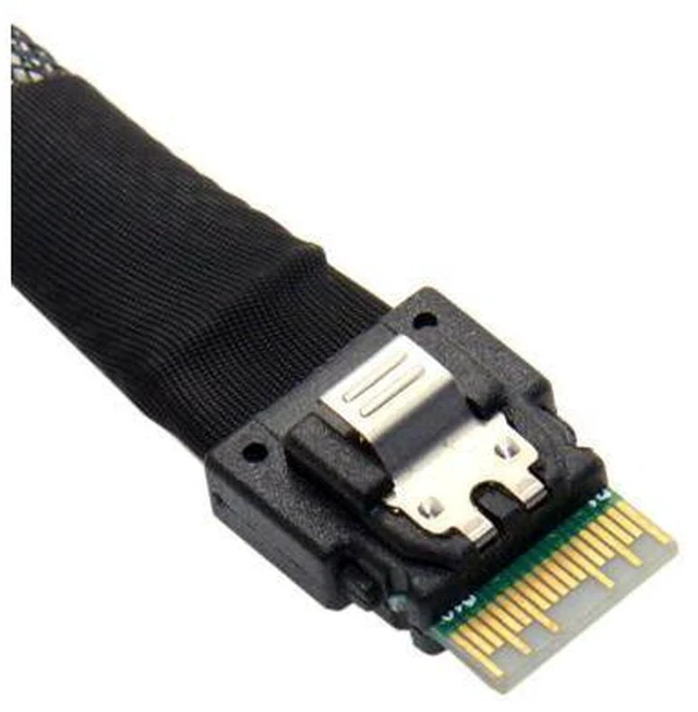 Alt view image 4 of 5 - Cablecc Slim Line SAS 4.0 SFF-8654 4i 38pin Host to 4 SATA 7pin Target Hard Disk Fanout Raid Cable 50cm