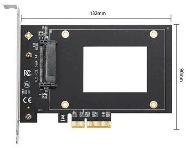 Alt view image 3 of 7 - U.2 to PCIe 4.0 X4 Riser Expansion Adapter Card PCI Express 4x U.2 SFF-8639 Adapter for Intel 2.5" NVMe U2 SSD