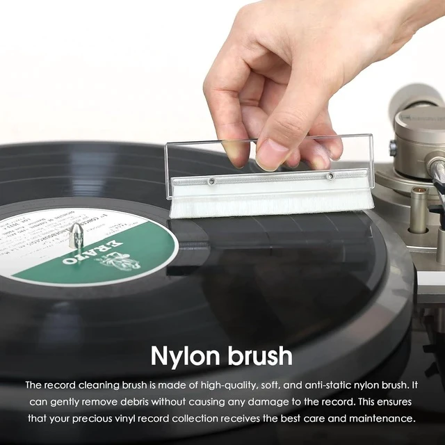 Alt view image 3 of 7 - Record Cleaning Brush Anti-Static Nylon Bristles for LP Vinyl Maintenance, Turntable Player Accessory (R32D)