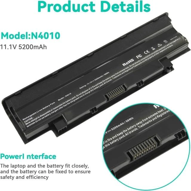 Alt view image 3 of 7 - Fancy Buying J1KND Laptop Battery for Dell N5050 N5010 N5030 N5040 N7010 N7110 N4010 N4110 M5030 M5010 M5110, Vostro 3450 3550 3750 3550N