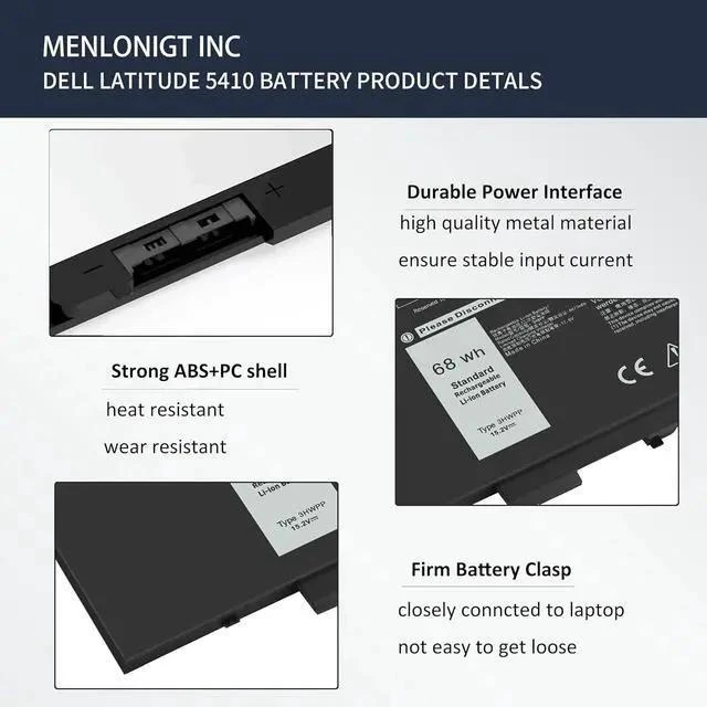 Alt view image 4 of 7 - New 68Wh 3HWPP Laptop Battery Replacement for Dell Latitude 5410 5401 5510 5501 5511 5411 Precision 3541 3551 Inspiron 17 7500/7506 2-in-1 Inspiron 7706 2-in-1 Fits 10X1J N2NLL 1VY7F 451-BCMN 15.2V