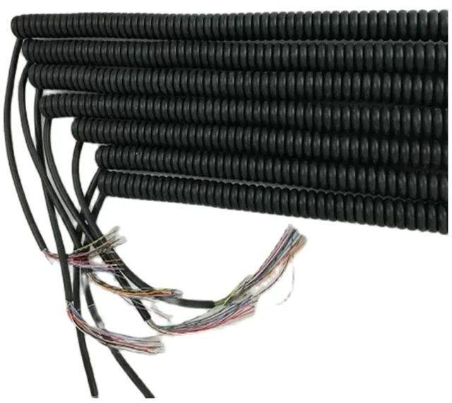 Alt view image 3 of 6 - 12 15 16 17 18 19 21 Cores Spring Spiral Cable Coiled Cable for CNC Handheld Encoder Manual Pulse Generator MPG(19cores Stretch 4-5m)