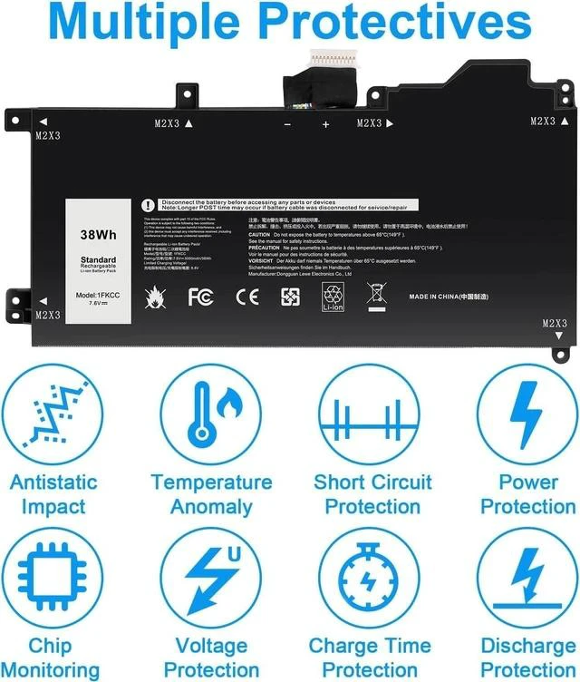 Alt view image 4 of 7 - Futurebatt 1FKCC Laptop Battery Compatible with Dell Latitude 7200 7210 2-in-1 Series T04J T04J001 T04J002 T5H6P 09NTKM 9NTKM 0D9J00 D9J00 0KWWW4 KWWW4