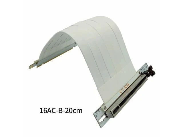 Alt view image 2 of 2 - Full Speed PCI-e 3.0 16X PCIE X16 Graphics Card Extension Cable for GPU AI Server ATX ITX Chassis PC Case Compatible with NR200(White 90 degree 20cm)