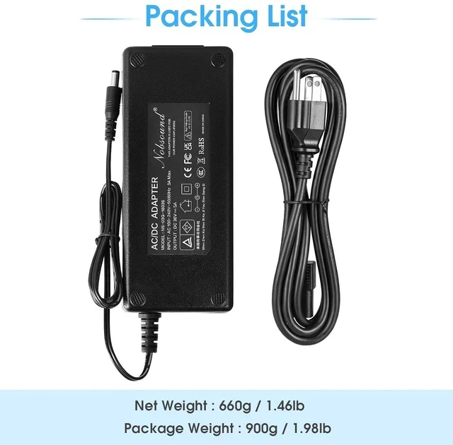 Alt view image 7 of 7 - 180W 36V/5A DC Power Supply Adapter Charger AC 100-240V Transformer