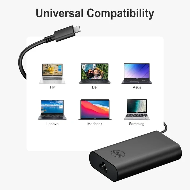 Alt view image 6 of 7 - Charger Compatible with Laptop Computer 65W 45W USB C Fast Power Adapter New Slim Chromebook Charger Type C Power Cord