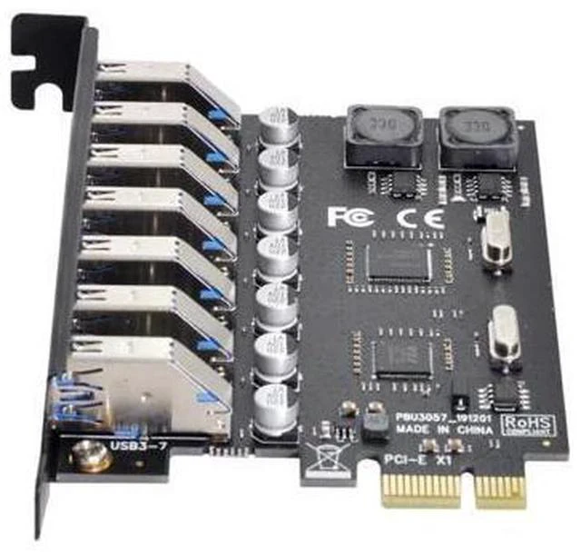 Alt view image 2 of 6 - 7 Ports PCI-E to USB 3.0 HUB PCI Express Expansion Card Adapter 5Gbps for Motherboard