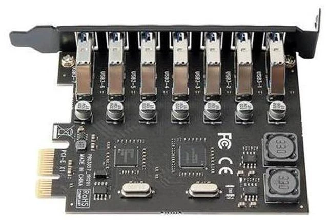 Alt view image 3 of 6 - 7 Ports PCI-E to USB 3.0 HUB PCI Express Expansion Card Adapter 5Gbps for Motherboard