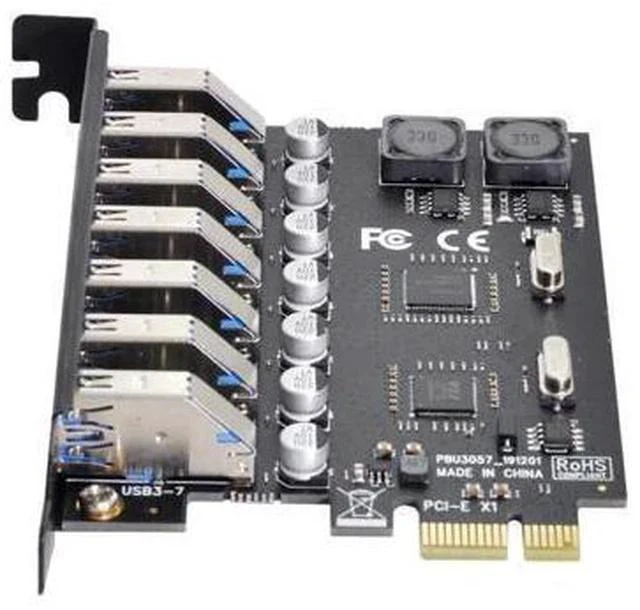 Alt view image 5 of 6 - 7 Ports PCI-E to USB 3.0 HUB PCI Express Expansion Card Adapter 5Gbps for Motherboard