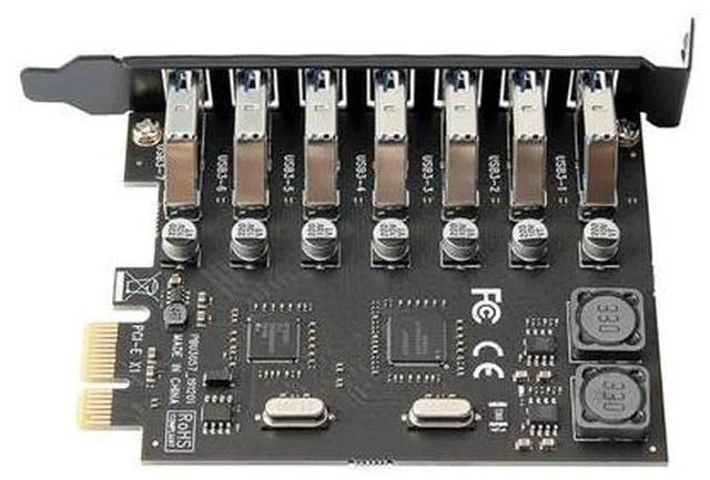 Alt view image 6 of 6 - 7 Ports PCI-E to USB 3.0 HUB PCI Express Expansion Card Adapter 5Gbps for Motherboard